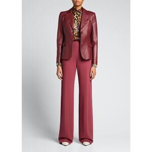 $694 Altuzarra Burgundy Wine Wylie Knit Wide-Leg Pants - 36 / 4